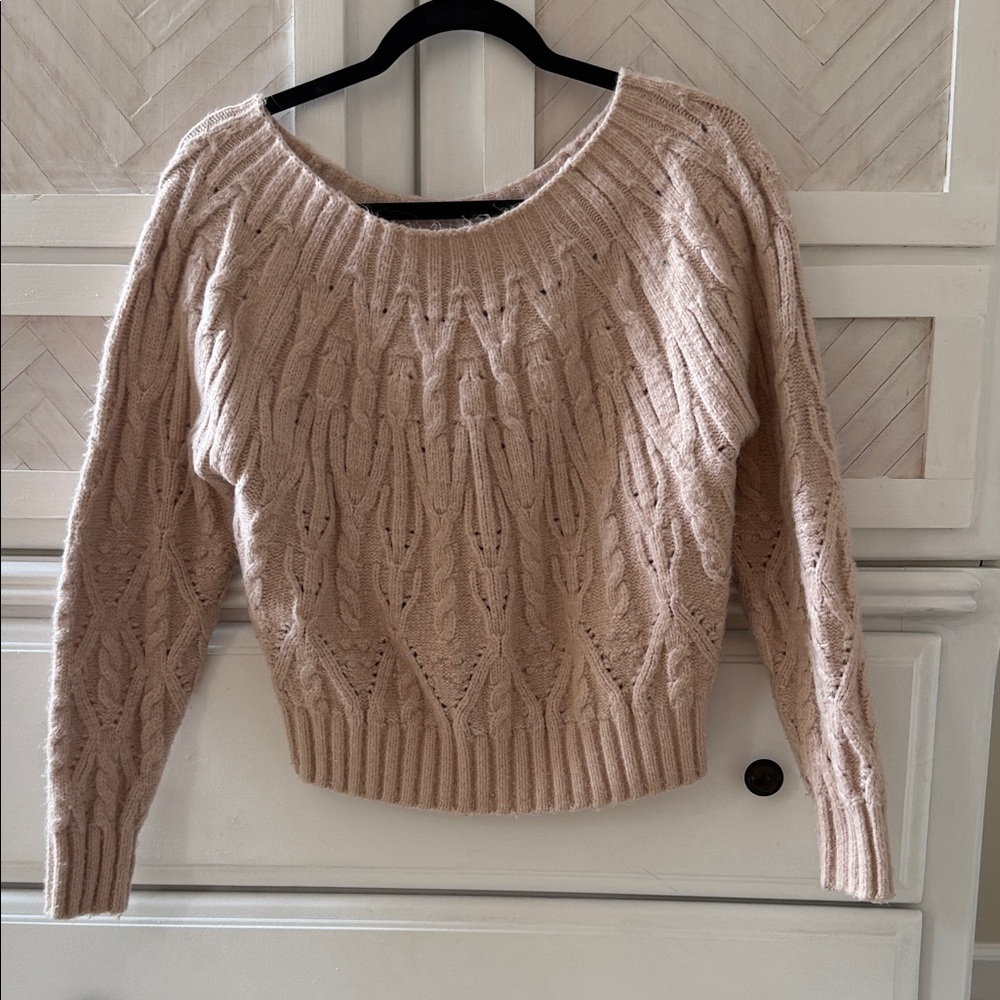 White House Black Market Blush Cable Knit Sweater